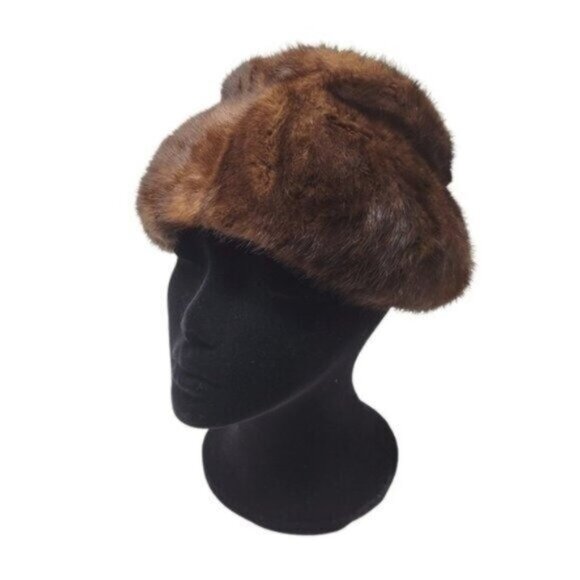 Vintage | Mink Fur Brown Unisex Winter Hat - Picture 1 of 8